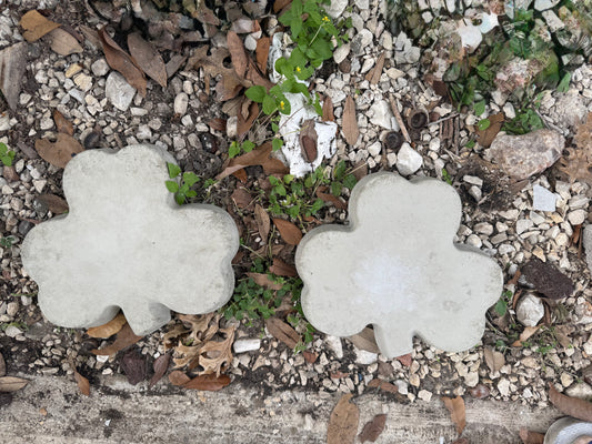 8” cement clover set of 2