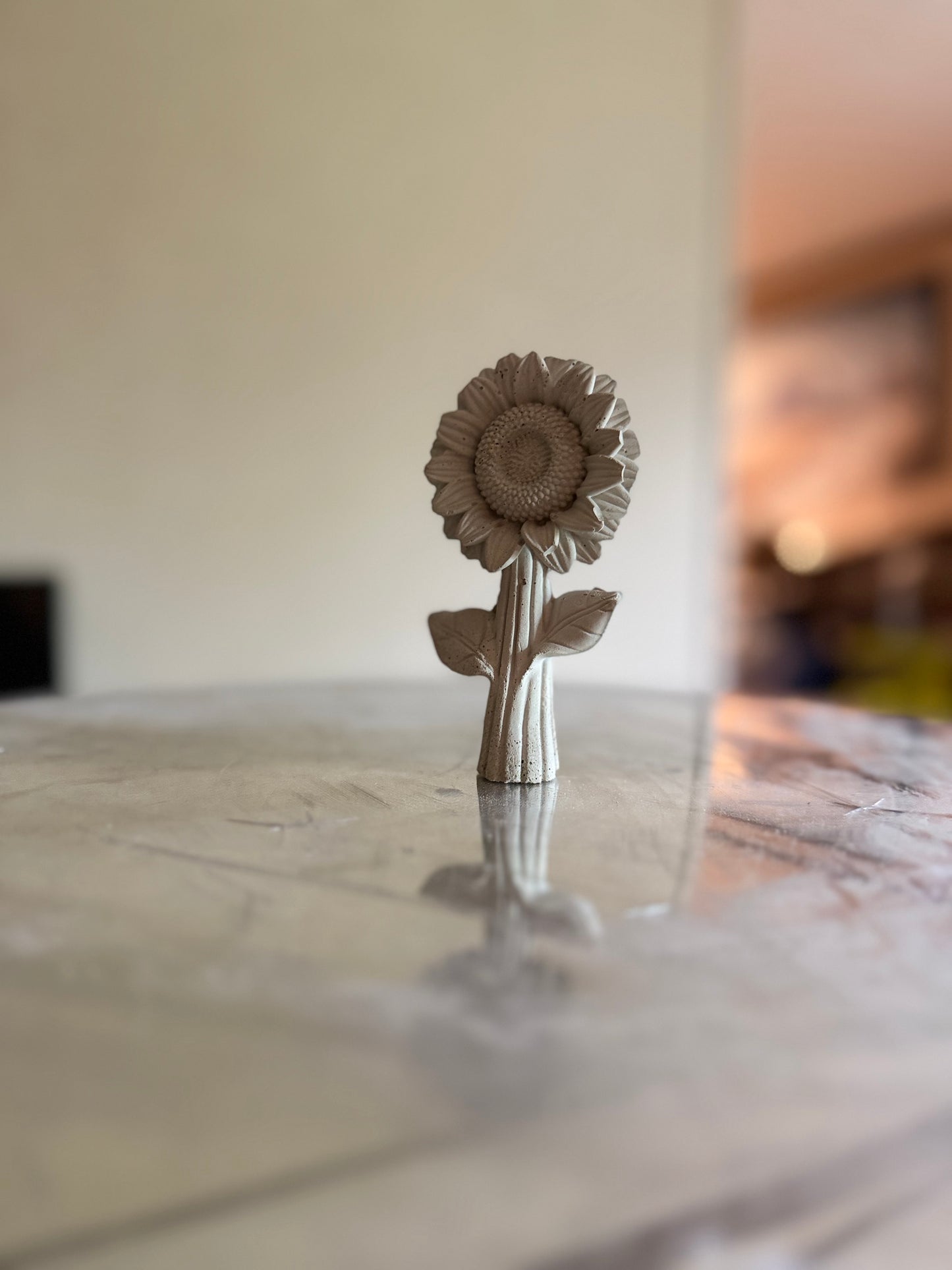 Mini Cement Sunflower Stem Decor