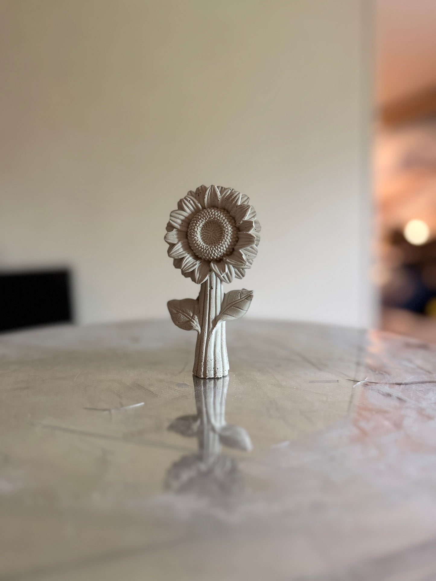 Mini Cement Sunflower Stem Decor